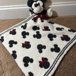 Disney Barefoot Dreams Mickey Mouse Red Black White Lovey Security Blanket